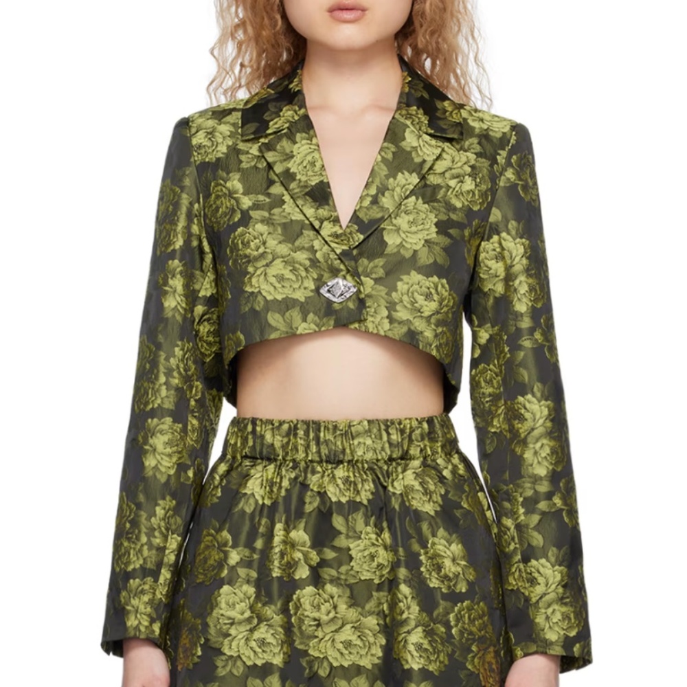 GANNI Cropped floral-jacquard blazer - Picture 3 of 5